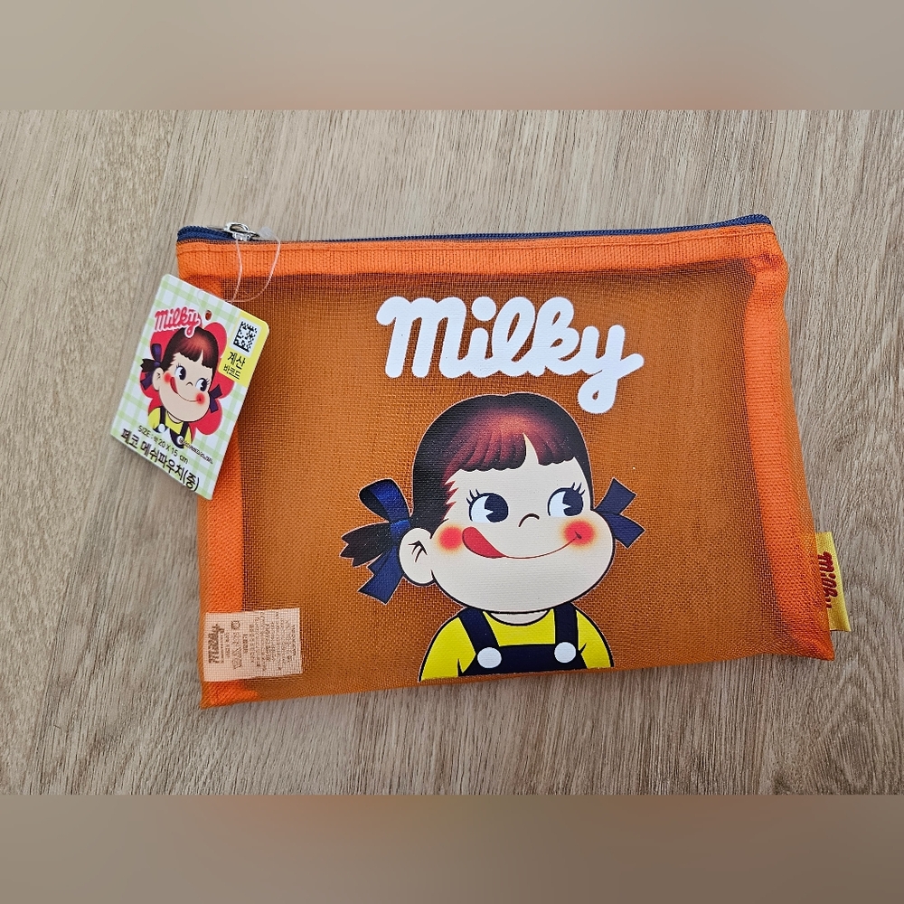 *NWT* Milky Orange Mesh Pouch